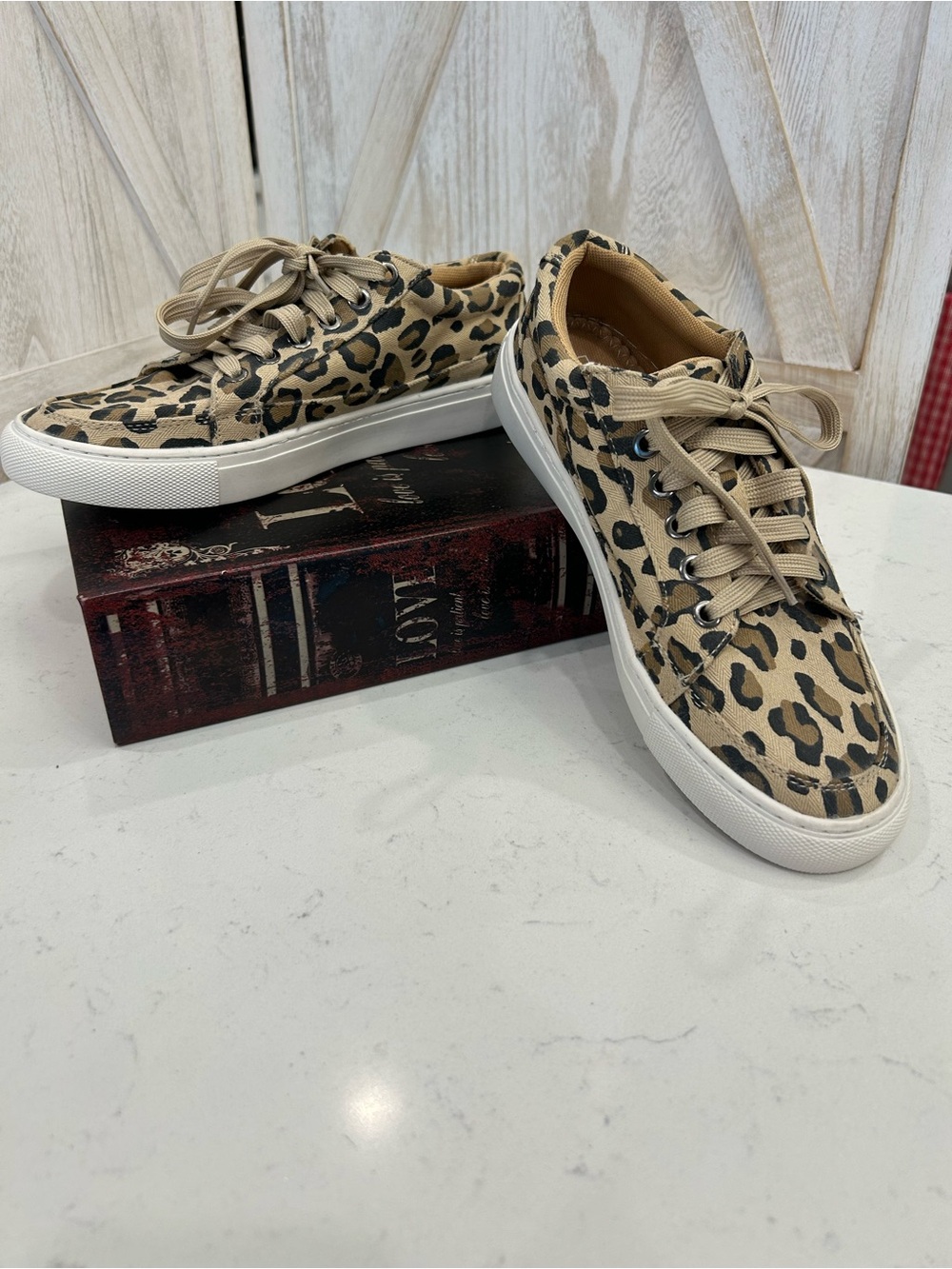 Corkys Leopard Print Canvas Sneakers - Tan Black